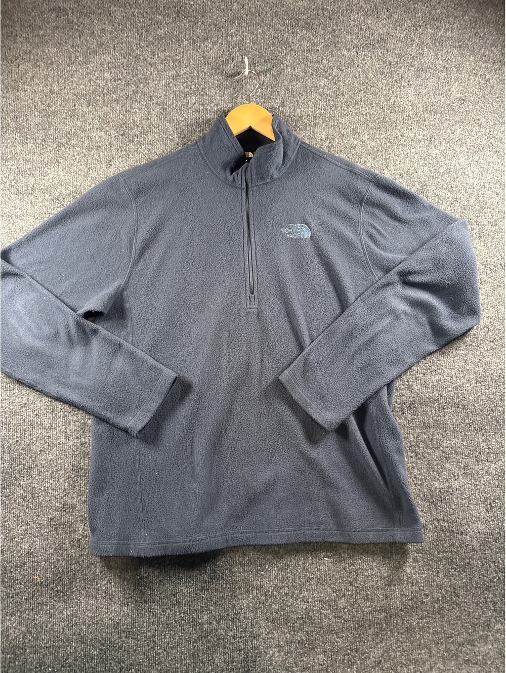 The North Face Mens M Navy Blue Fleece 1/4 Zip Pullover Jacket Regular Fit